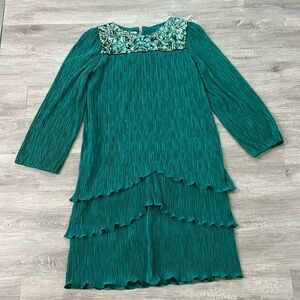 Petra Vintage Green Jeweled Dress